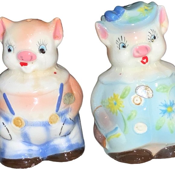 Vintage Pig Couple Salt and Pepper Animal Set - Picture 2 of 14